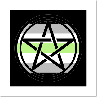 Small Print Pentacle LGBT Flag Agender Posters and Art